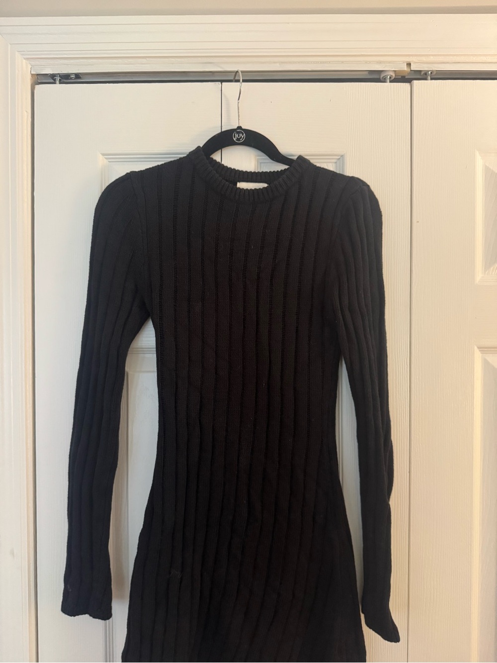 DISSH Black Ribbed Mini Sweater Dress